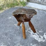 Tabouret Billot en Bois Massif – Sculpture Organique H54cm