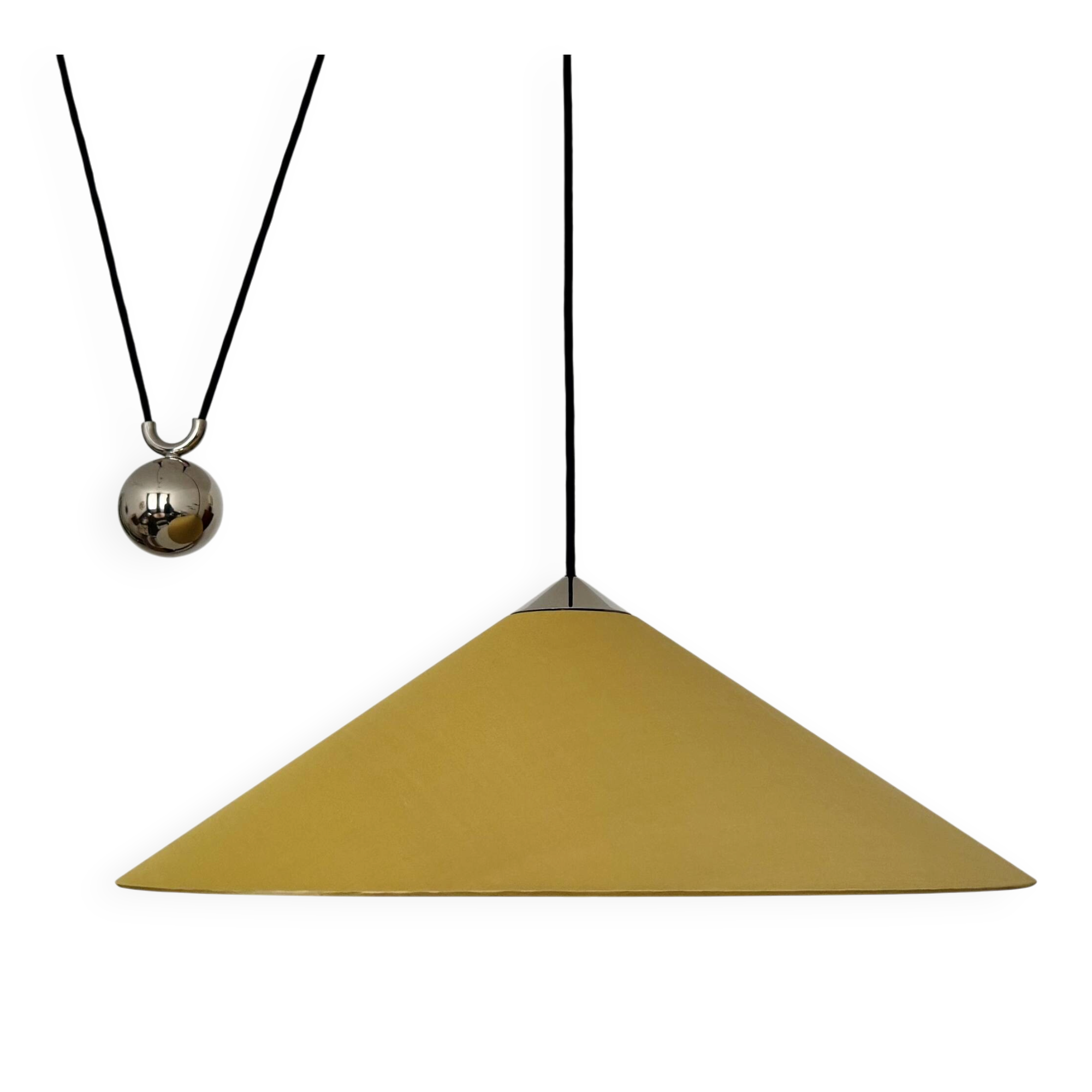 Adjustable Nickel Plated Pendant Lamp with Counterweight by Florian Schulz