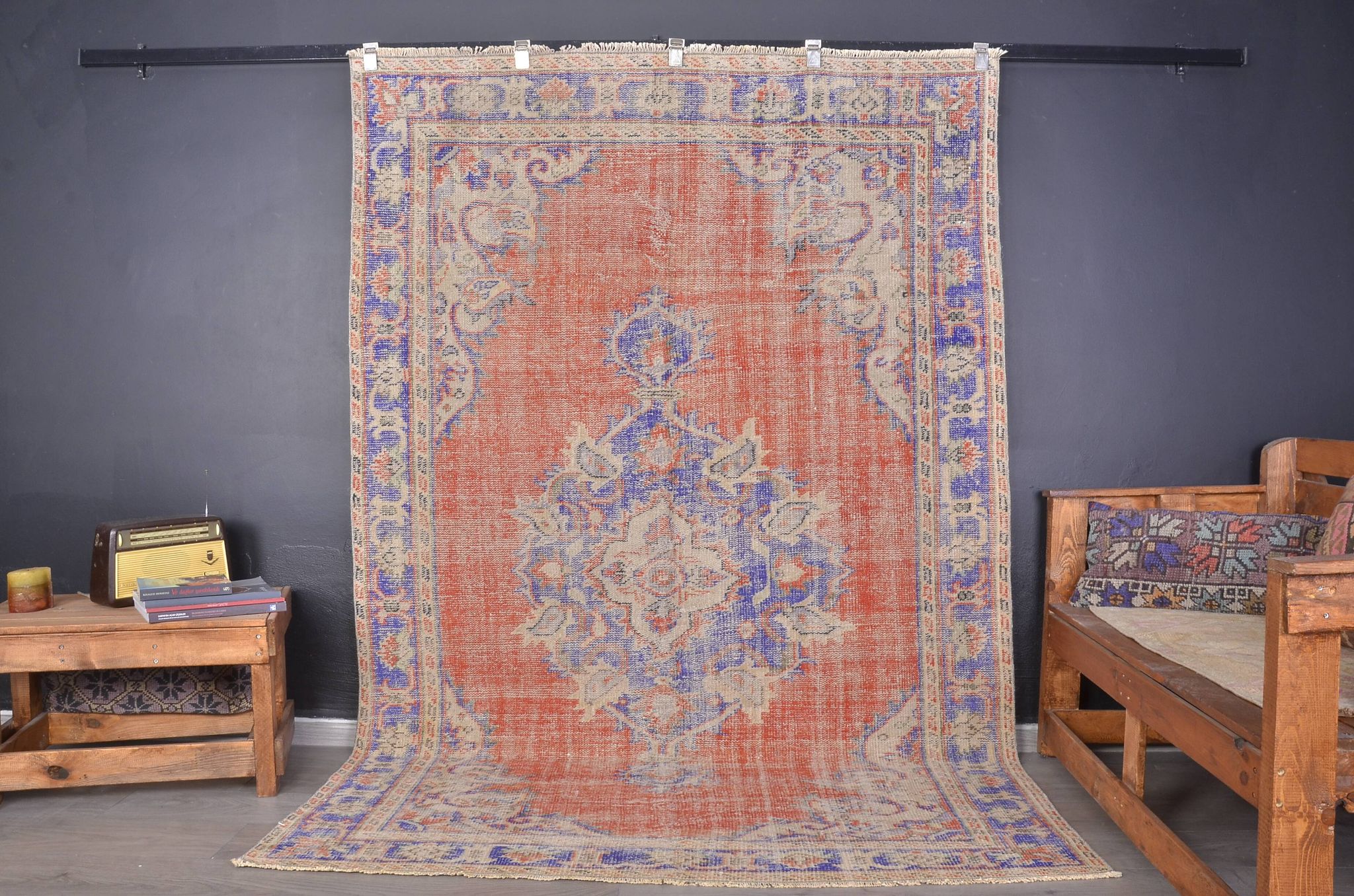 Tapis Oushak vintage fait main Anatique sku 2300