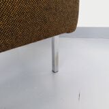 Vintage modernist armchair in wool fabric and chrome metal