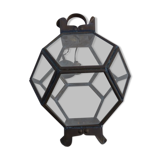 Old lantern in brass and glass with 8 facets or 24 stained glass windows