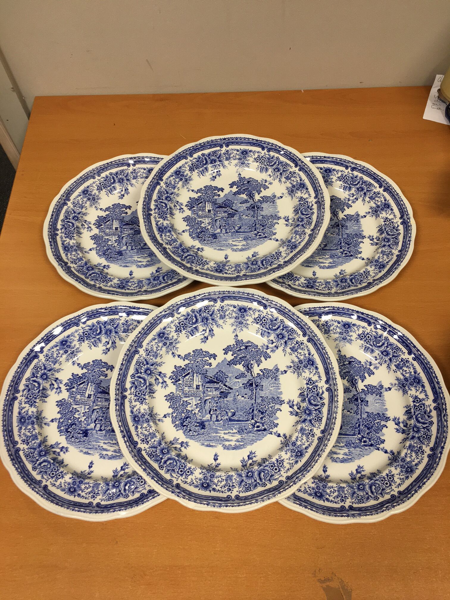 6 flat plates Luneville KG blue