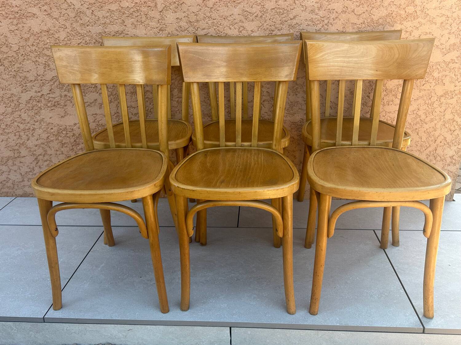 Set of 6 vintage 1960s bistro chairs