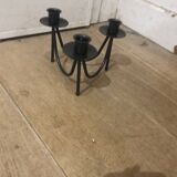 Bougeoir de table noir et en métal à 3 têtes