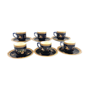 6 tasses café bleu Gien