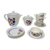 tea or coffee set model Gilberte earthenware Saint Amand floral decoration