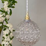 Vintage molded glass globe pendant light