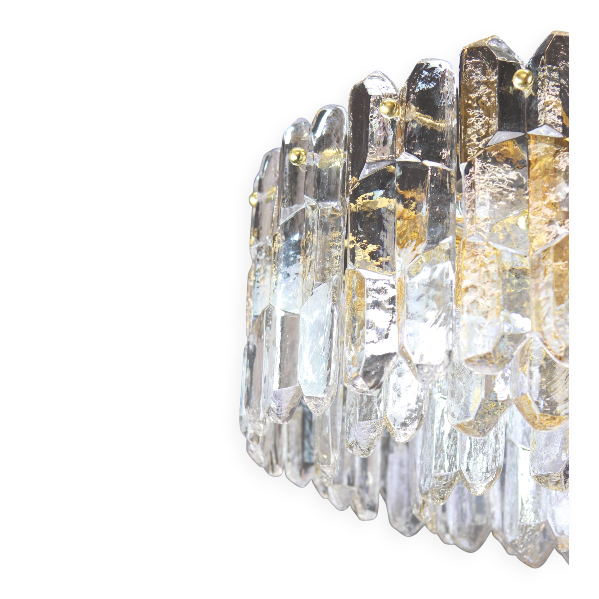 Superb brass and Murano glass light fixture Palazzo, Kalmar, Austria, 1970.