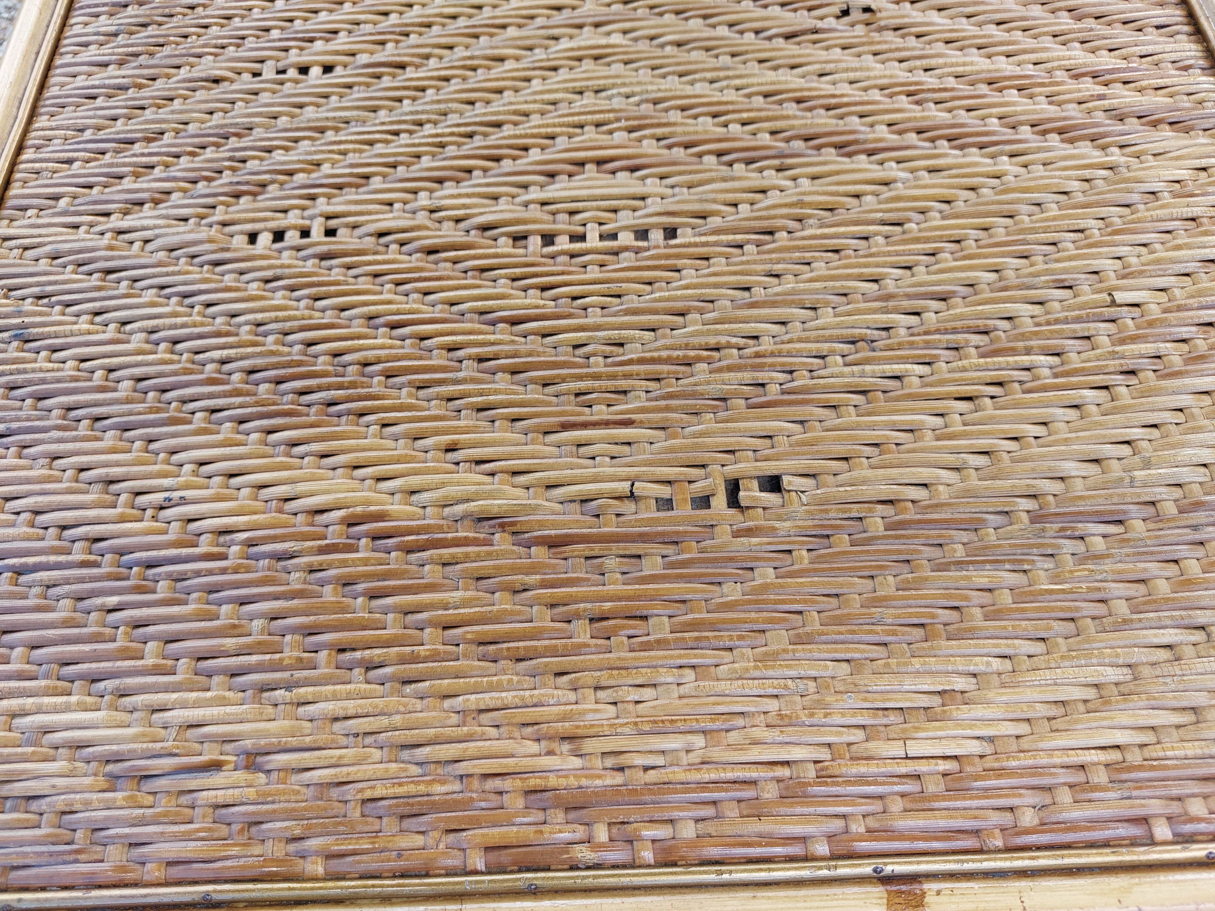 wheeled wicker dessert trolley, console, vintage