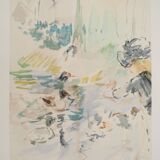 Berthe Morisot: Little girl feeding ducks, signed lithograph