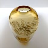 Straw Colored Murano Glass Vase attr. to Fratelli Toso with Aventurine