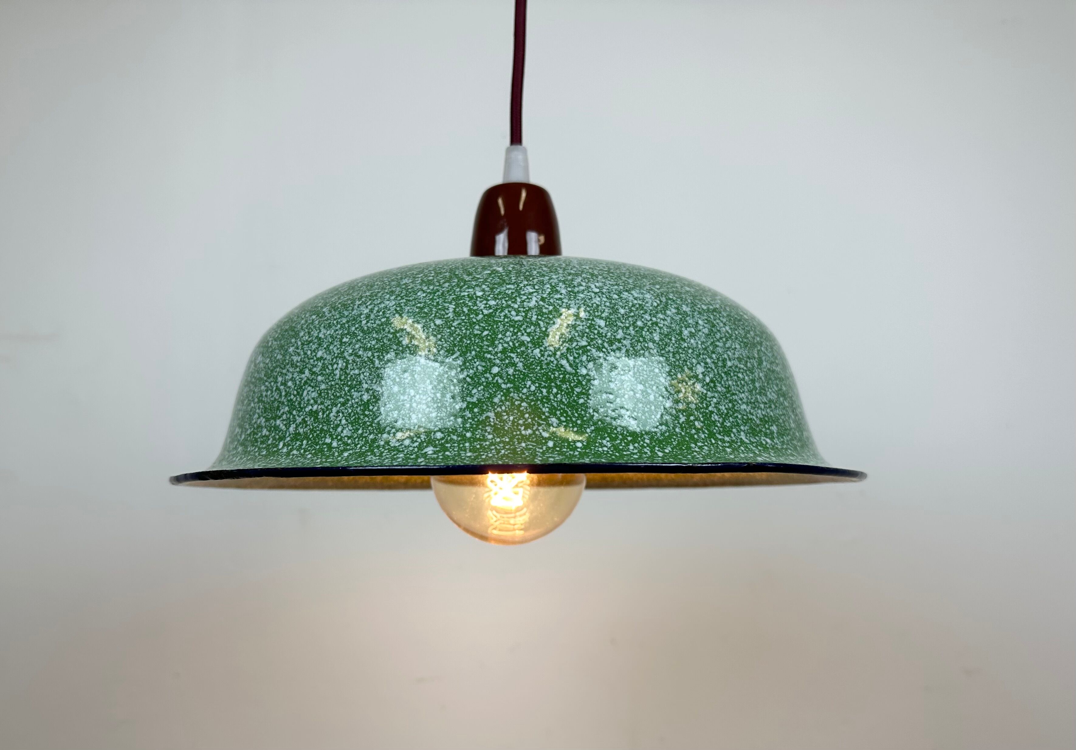 Industrial Factory Green Enamel Ceiling Lamp , 1960s