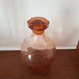 Vintage pink glass liqueur carafe