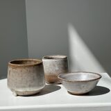 Meeting of three ceramic pieces: ice cup, small cup and small cup