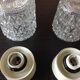 Pair of cylindrical structured glass ceiling lights / vintage 60s-70s
