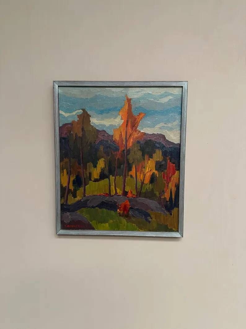 Original Swedish Oil on Canvas – “Orust” by Gösta Arontzon – Signed – Dated 1971 – Vintage & Framed – 58 × 49 cm