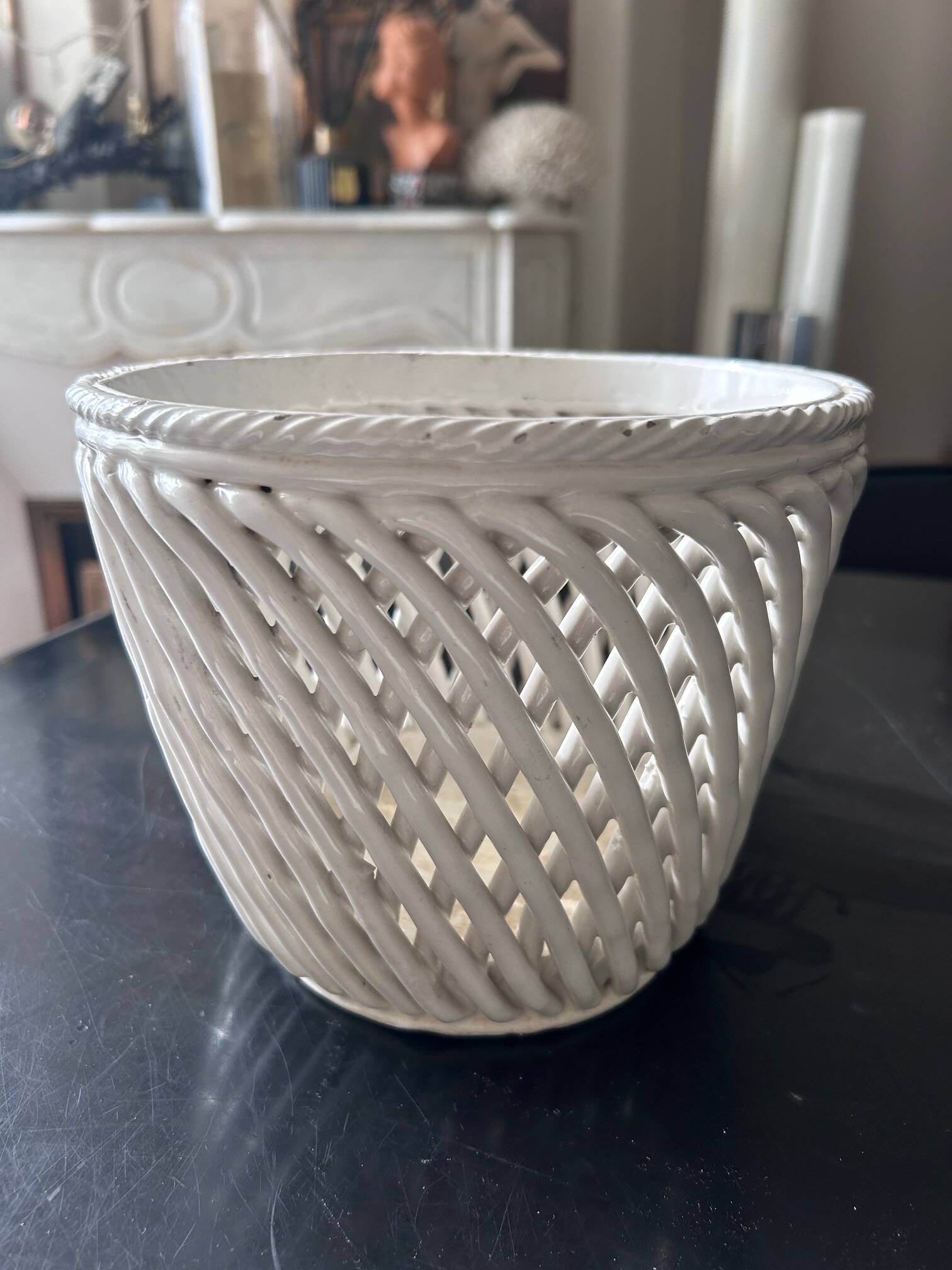 woven earthenware pot cover 1950