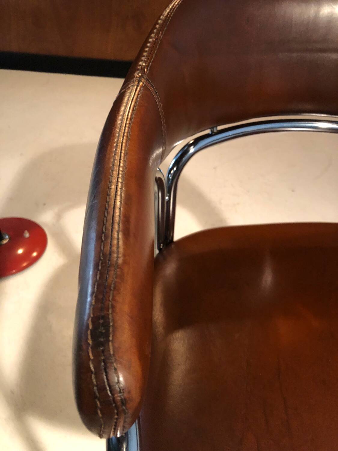 Vintage leather and chrome chair circa 1970