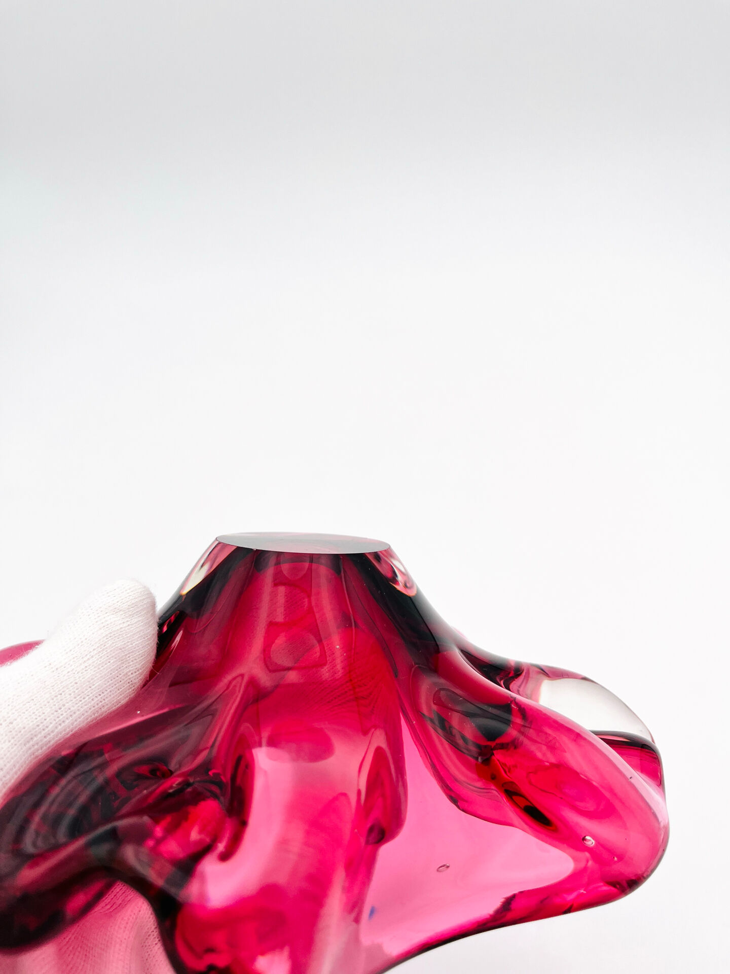 Murano Coupe Flavio Poli Sommerso Rubies & Original Pilon 17cm 1960