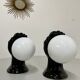 2 black ceramic hand lamps from the 70s / vintage and opaline lamp
