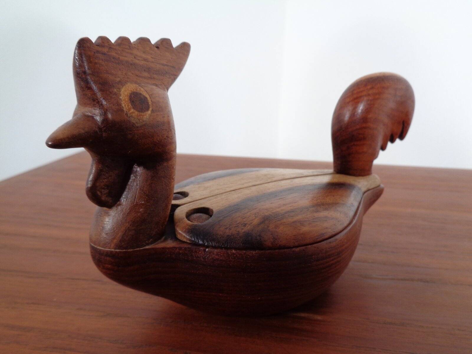 Danish Filigree Teak, Oak, and Rosewood Box, 1960s