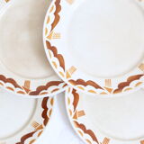 Set of 7 flat plates badonviller, nanteuil, vintage french, authentic, rare, countryside