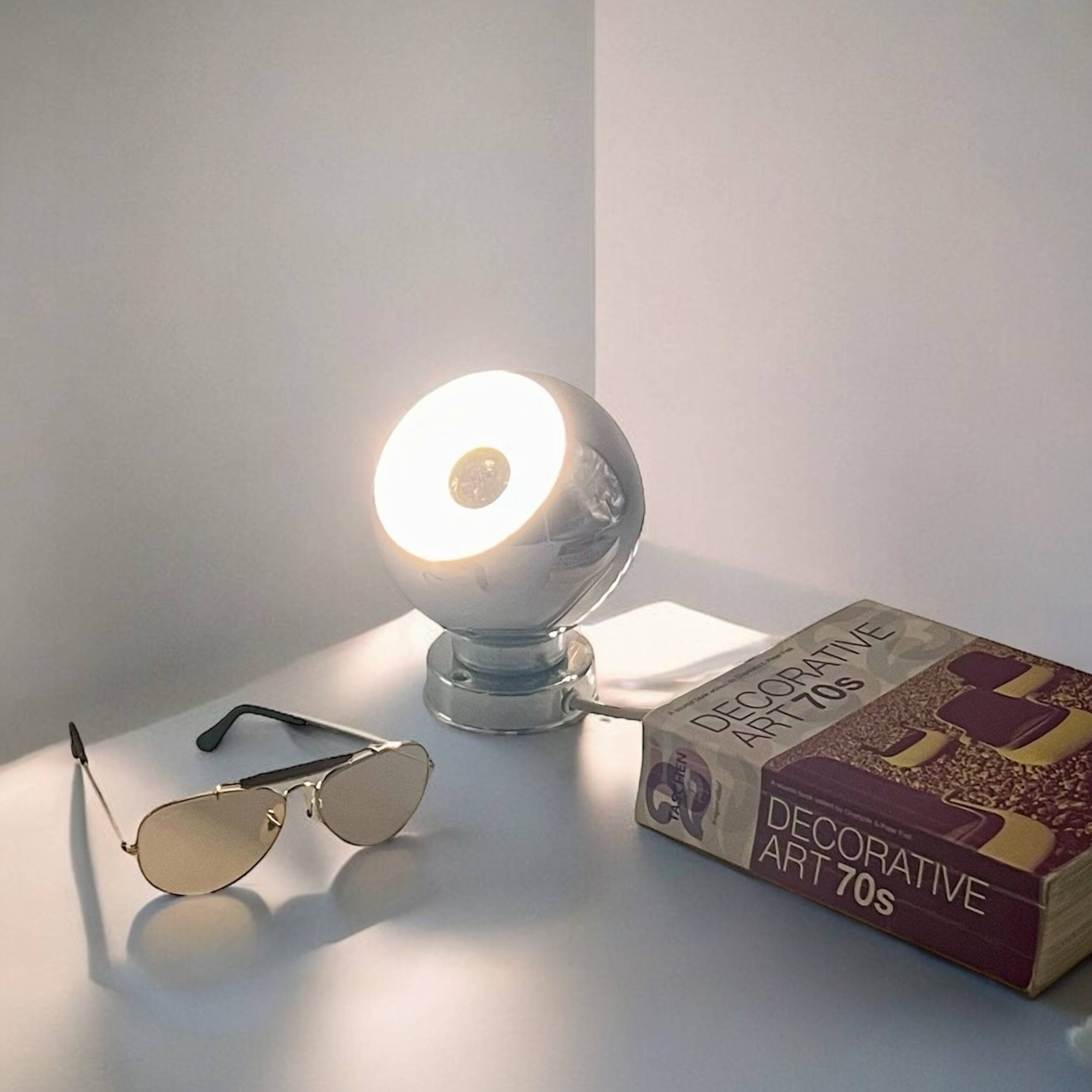 Vintage 'Eyeball' Lamp Reggiani in Chrome Metal, 1960s