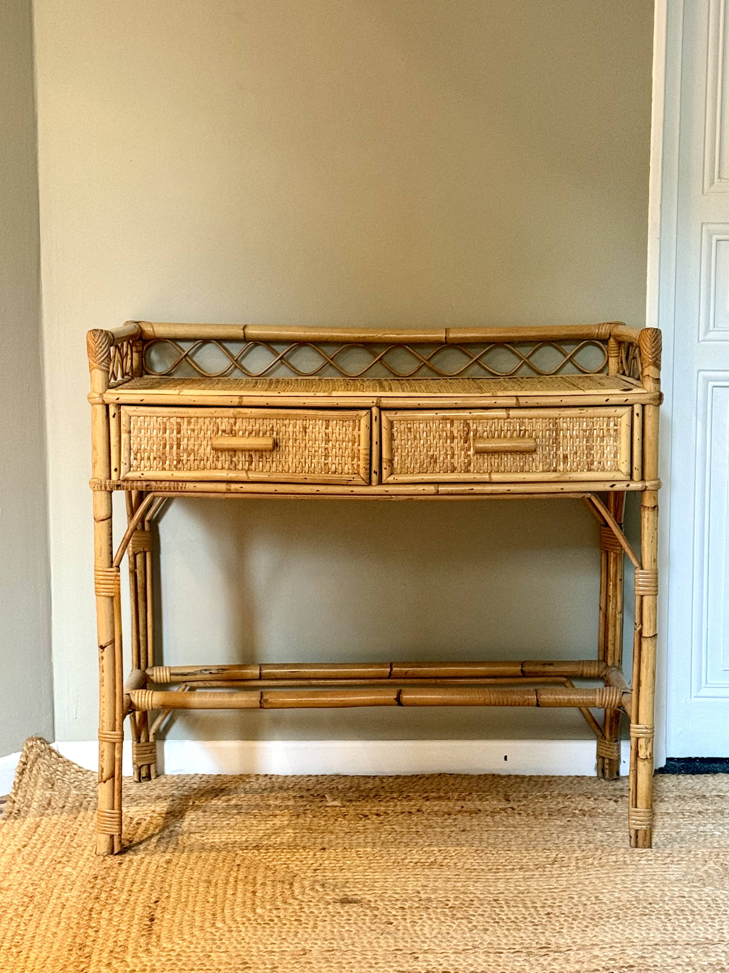 Vintage bamboo and rattan desk