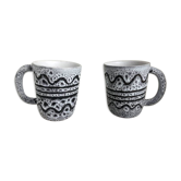 Pair of vintage mugs by Jean Austruy in Vallauris.