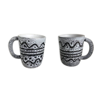 Paire de mugs vintage de Jean Austruy à Vallauris.