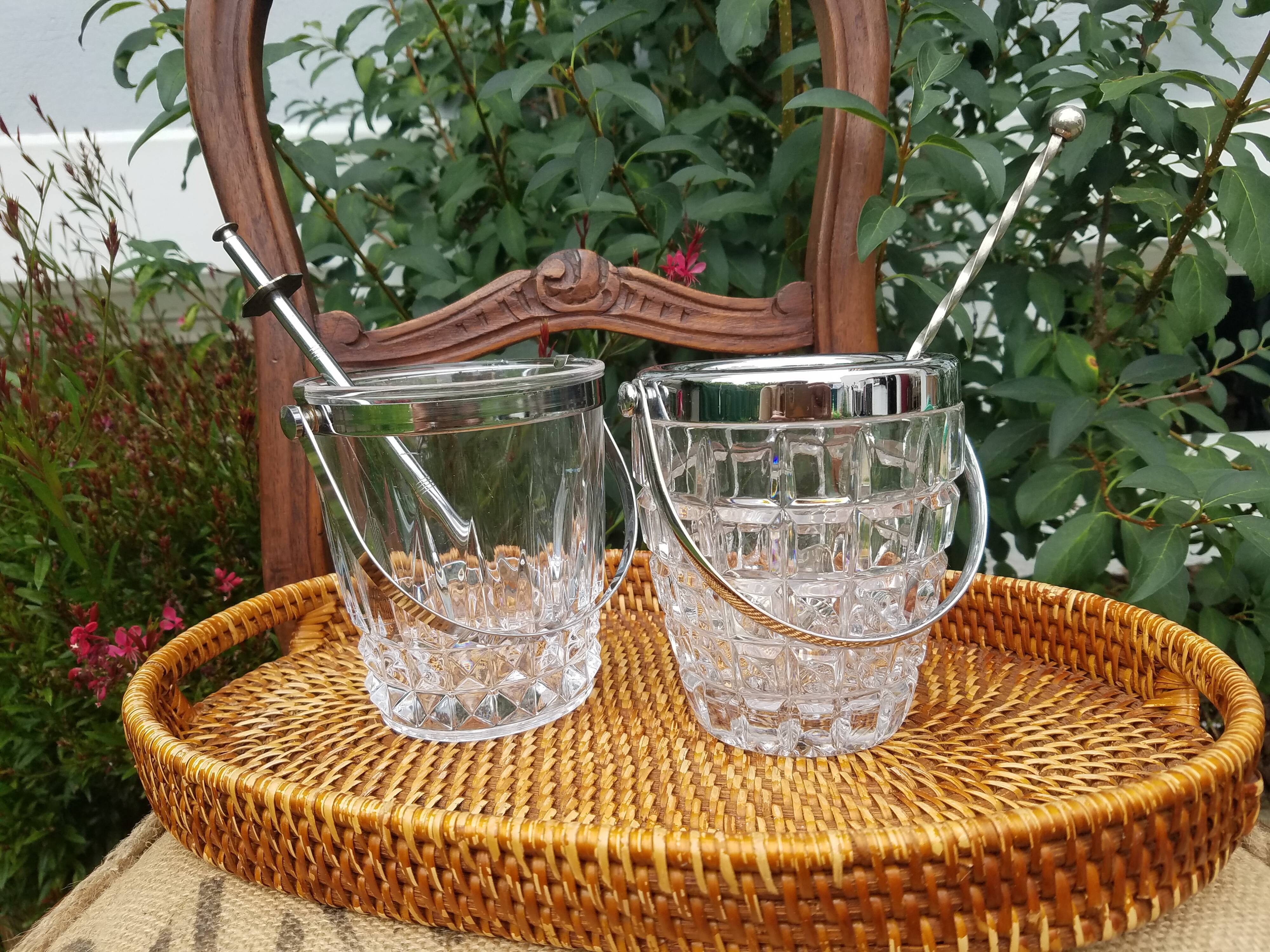 Ice bucket tray with pliers or spoon