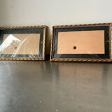 Pair of identical gold colored metal frames each measures  14.5 cm x 9 cm convex glass