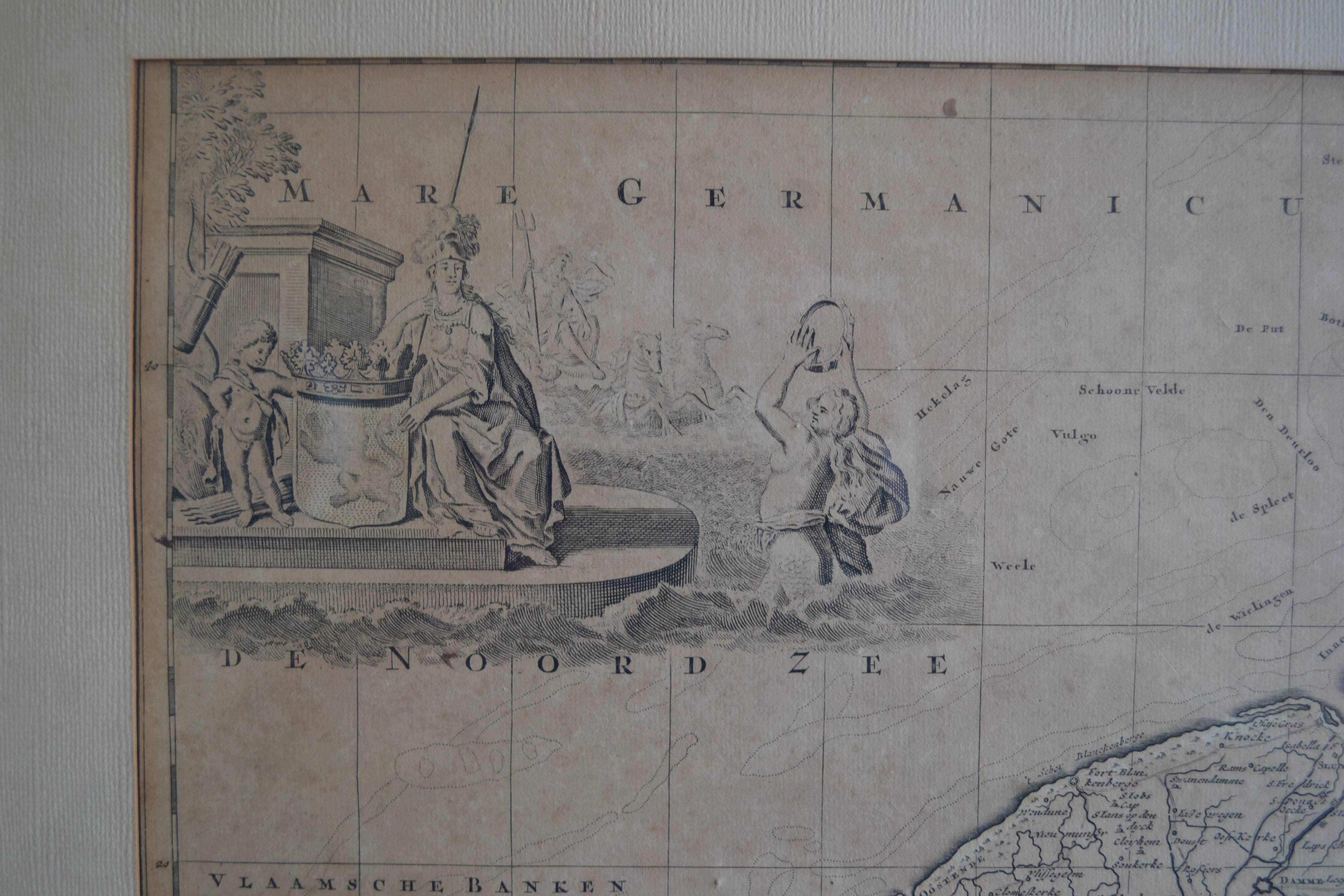 Map of the County of Flanders Belgium by Peter Schenck (1660 1718)