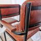 Set of 4 Vintage Quilted Leather Dining Chairs: Black Metal Base