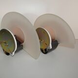 Pair appliques glass metal half-moon diva Enzio Didone arteluce circa 1980