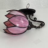 paire d'applique en fer et patte de verre style Tiffany