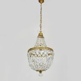 Antique hot air balloon chandelier with glass pendants. 1950s-1960s