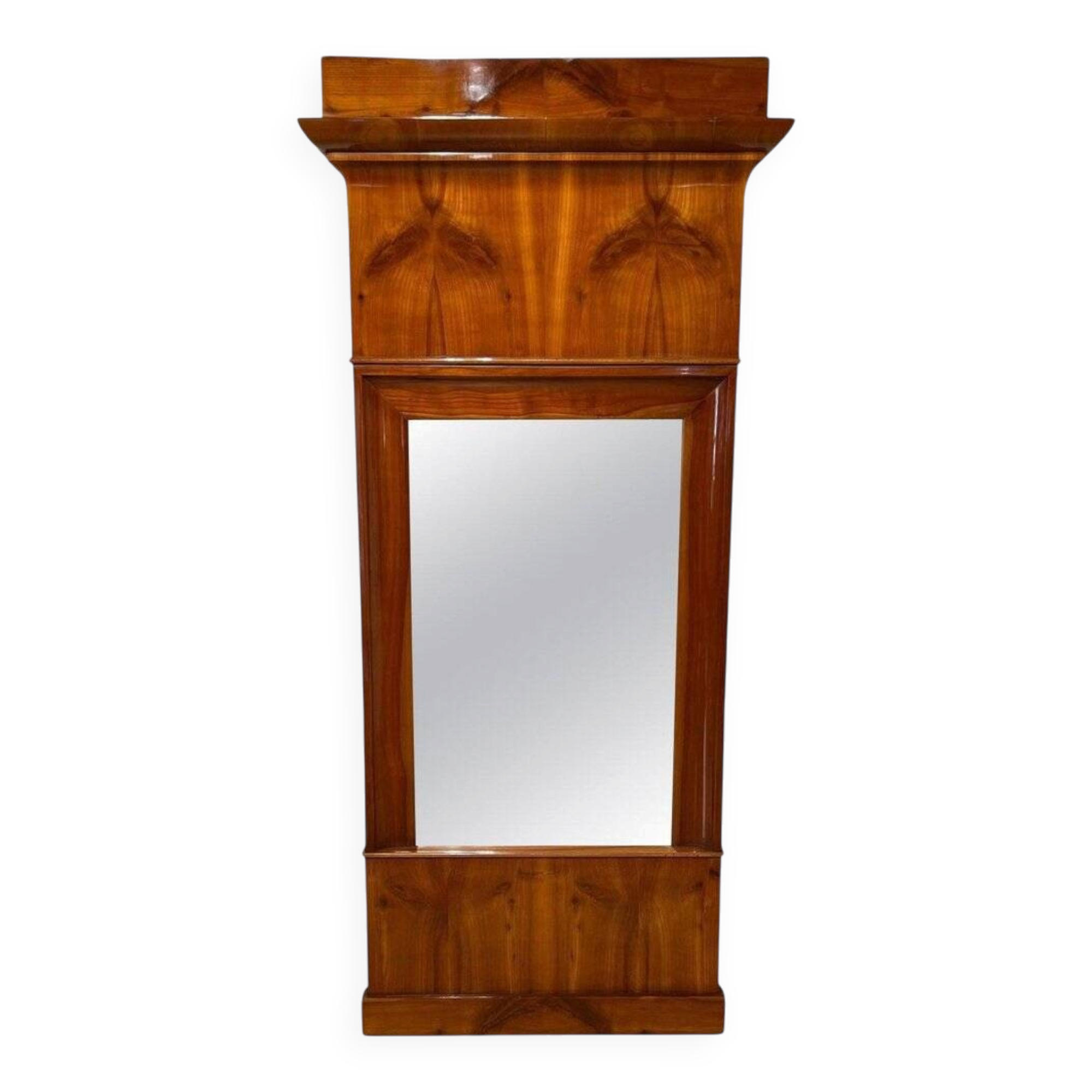Biedermeier Wall Mirror in Cherrywood Veneer, South Germany, 1830s