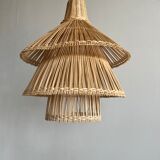 Rattan pendant lamp or light in the shape of an Asian lantern