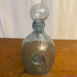 Antique Biot bottle blue bubble blown glass + vintage stopper