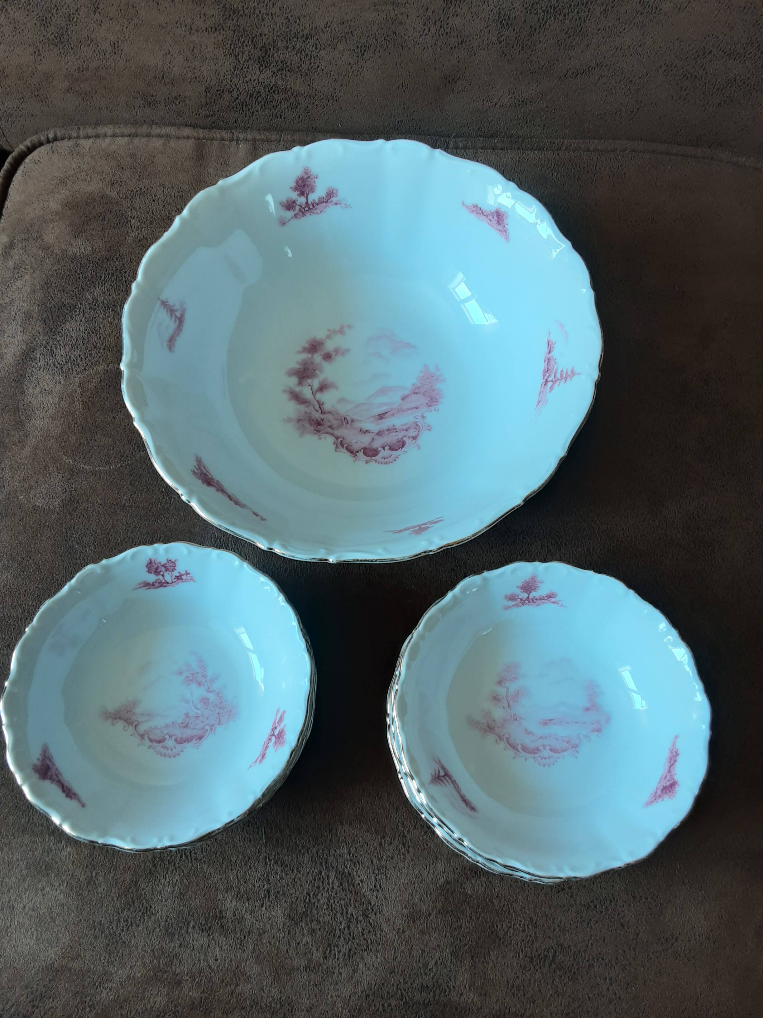 Bavaria porcelain cup and 6 bowl set