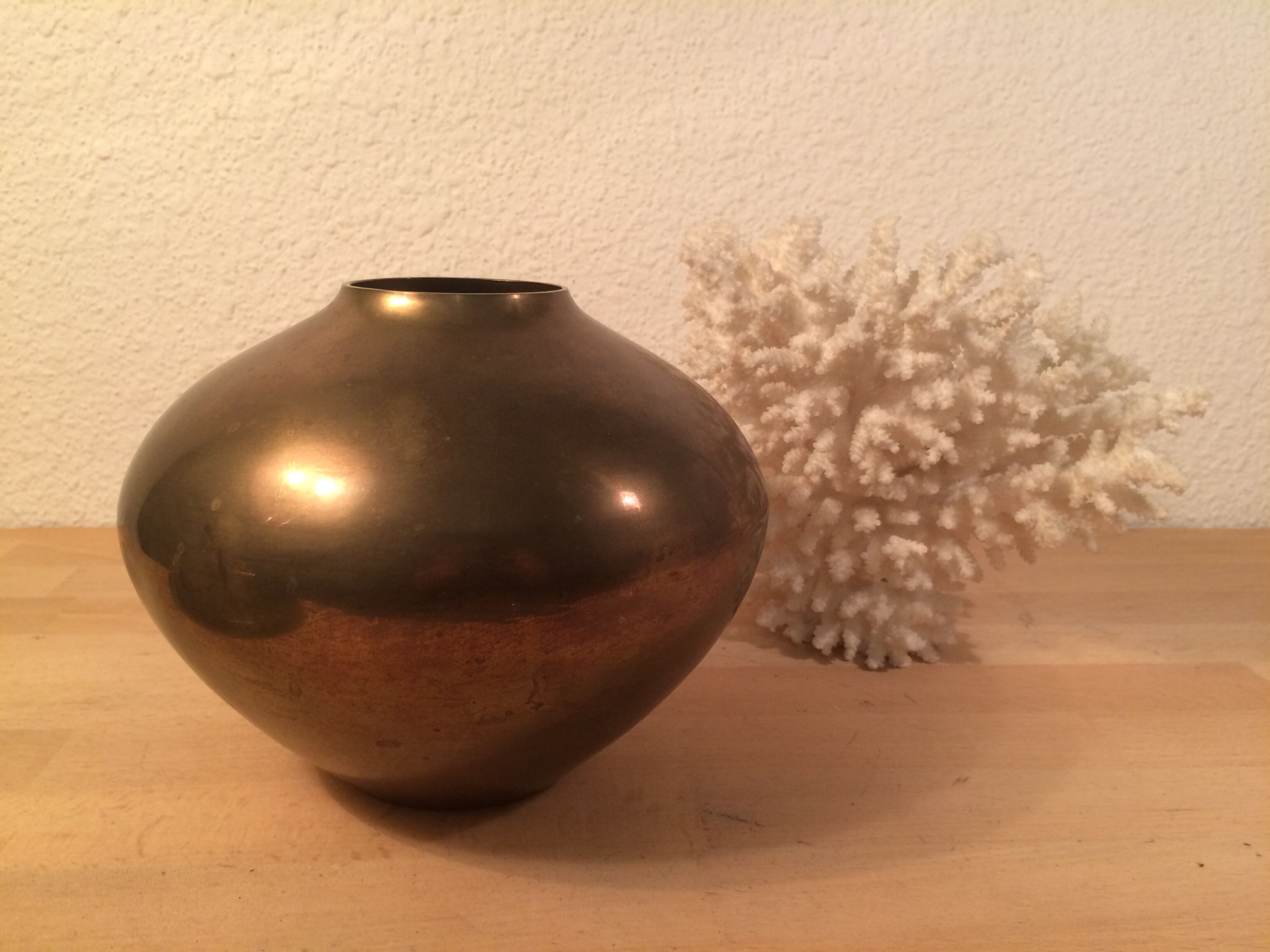 Vintage modernist golden brass vase