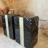 pair of Art Deco bookends in black marble and onyx