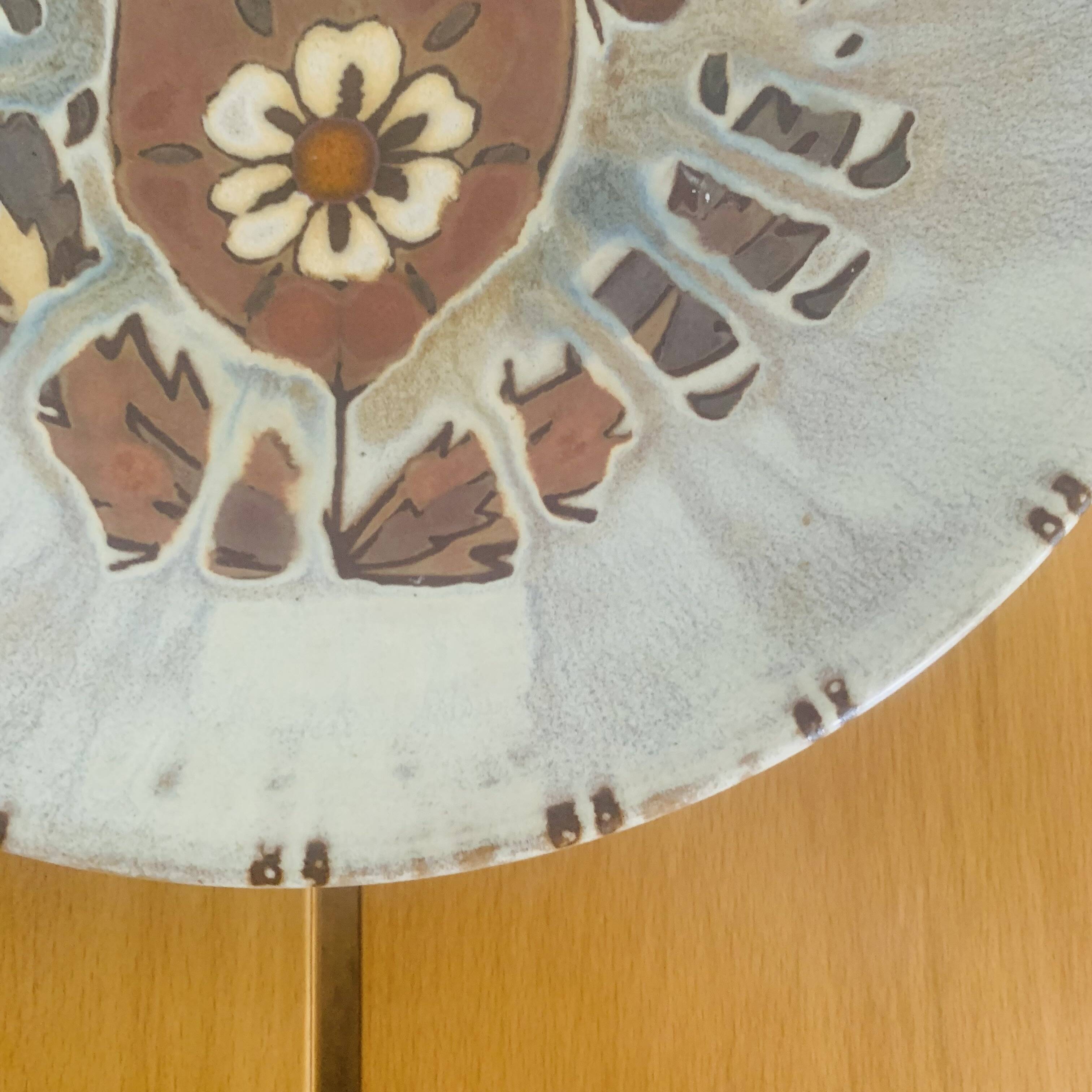 Large glazed ceramic dish by J.G. Picard, 1960s-70s.