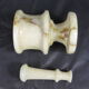 Mortar and pestle in off-white onyx marble+orange veins-Height 10,5cm