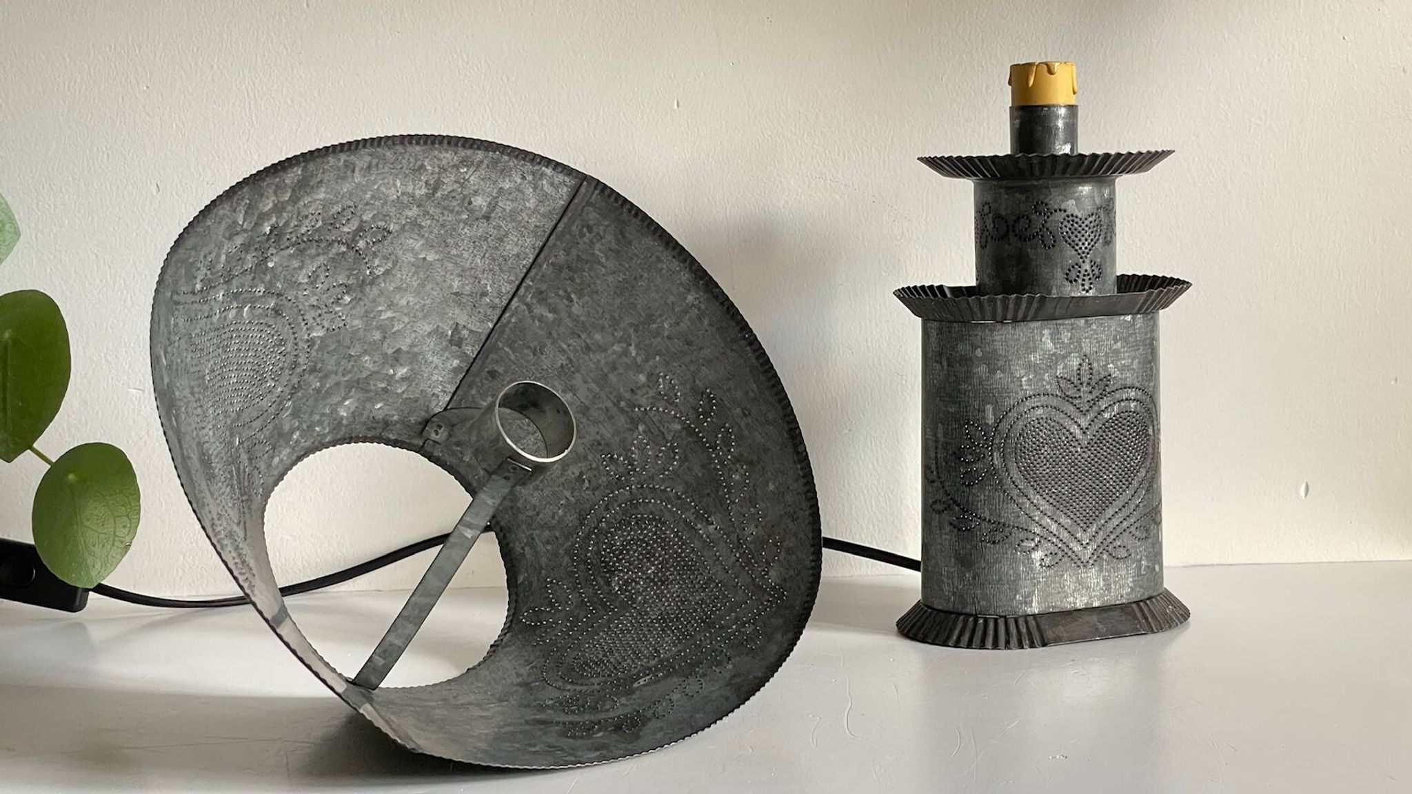 LAMPE Coeur ZINC Vintage