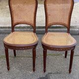 2 caned Louis XVI chairs from the 19th century