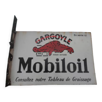 Enamelled plate Mobiloil gargoule double-sided flag