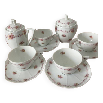 Fine porcelain coffee service stamped Limoges Chapus Frères, Service Perle