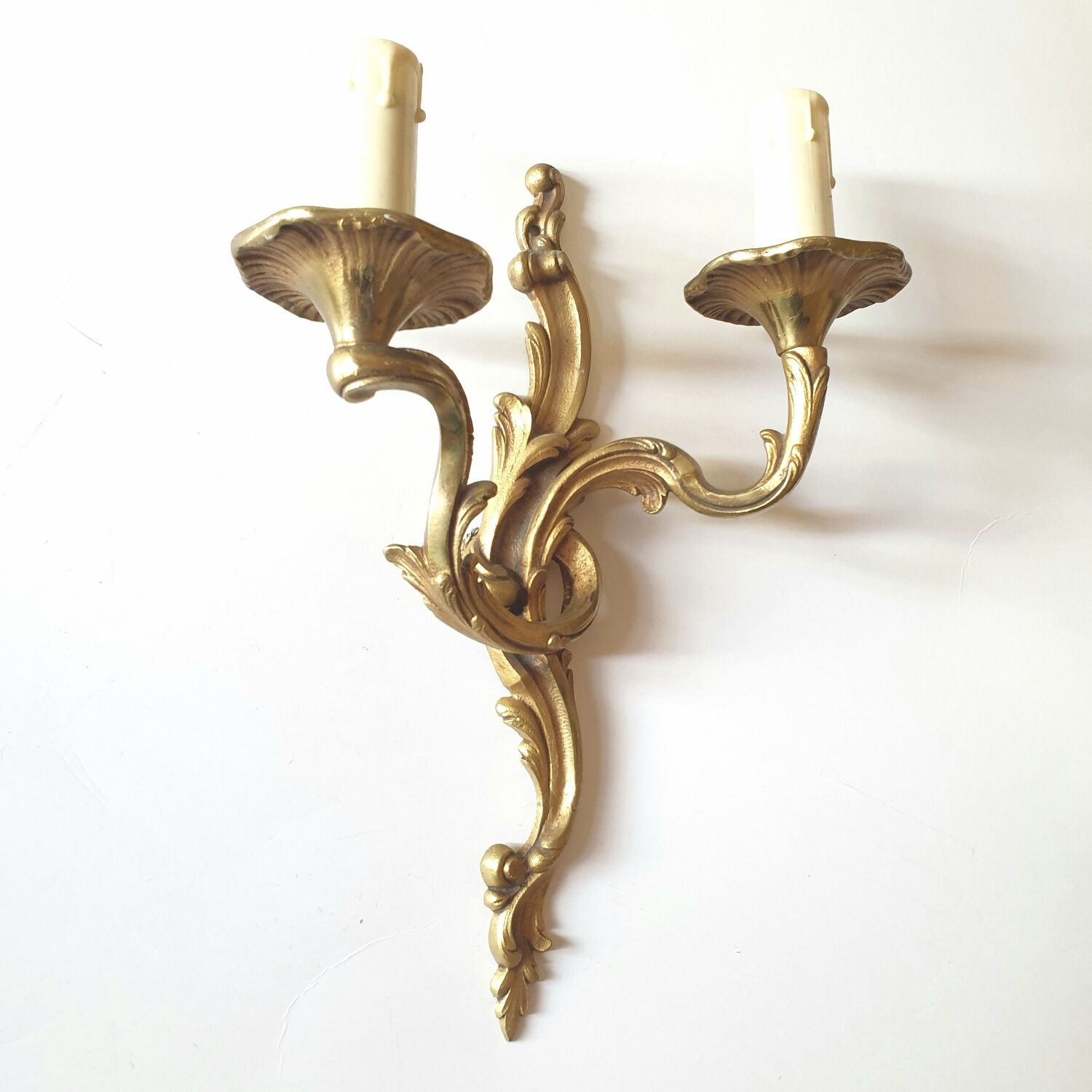Pair of wall lamp in gilded bronze XXth style Louis XV France